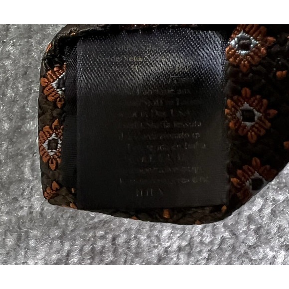 Brooks Brothers Makers‎ And Merchants SILK Tie Brown Orange Square Geometric - Picture 10 of 10